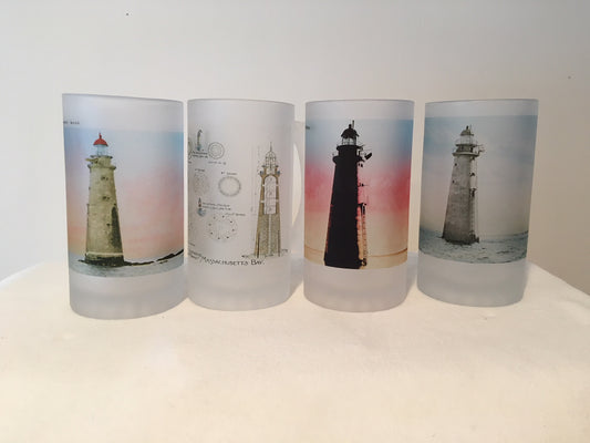Colorful Frosted Glass Set of 4 Minot Light Beer Mugs - That Fabled Shore Home Decor