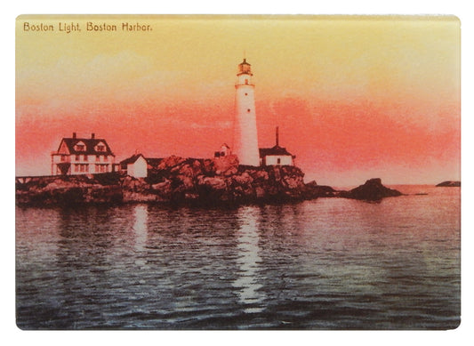 Boston Light At Dawn As Tough And Colorful Tempered Glass Cutting Board - That Fabled Shore Home Decor