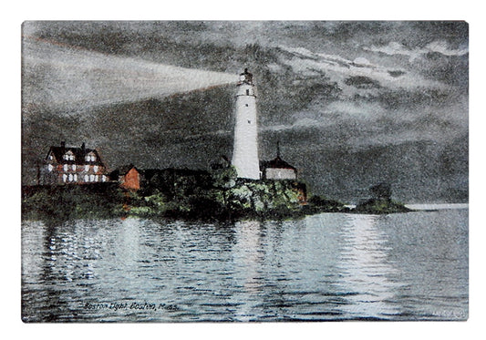 Boston Light in Boston Harbor at Night As Colorful Glass Cutting Board - That Fabled Shore Home Decor