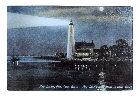 CT - New London Light at Night Glass Cutting Board - That Fabled Shore Home Decor