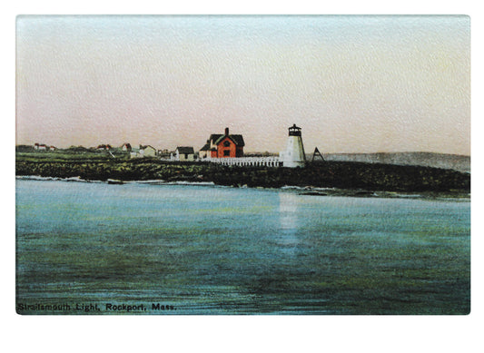 Straitmouth Lighthouse Off Rockport, MA As Colorful Tempered Glass Cutting Board - That Fabled Shore Home Decor