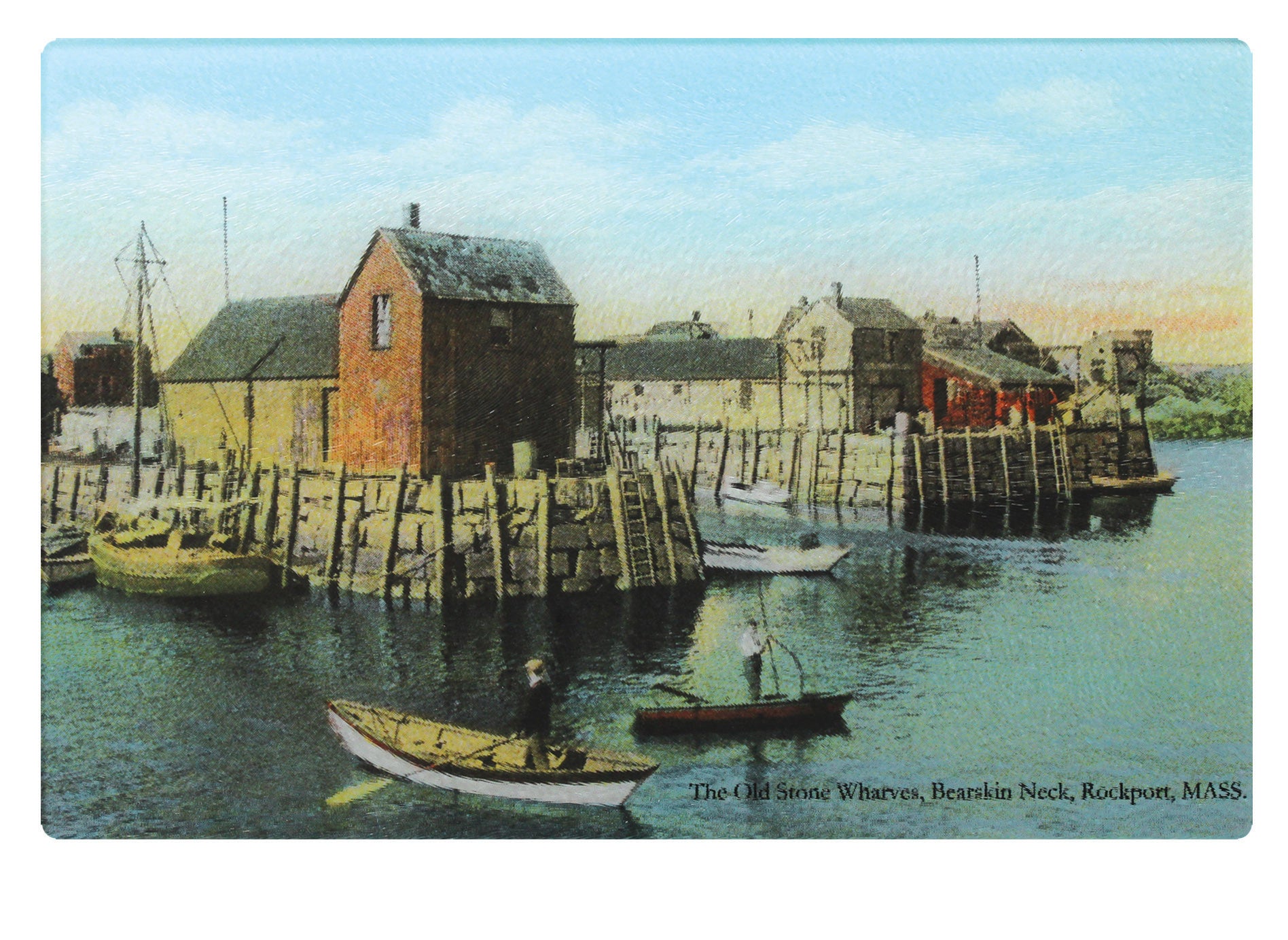 Motif #1 Old Stone Wharves Of Rockport's Bearskin Neck As Tempered Glass Cutting Board - That Fabled Shore Home Decor