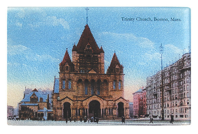 Boston Icon - Copley Square's Trinity Church As Glass Cutting Board - That Fabled Shore Home Decor