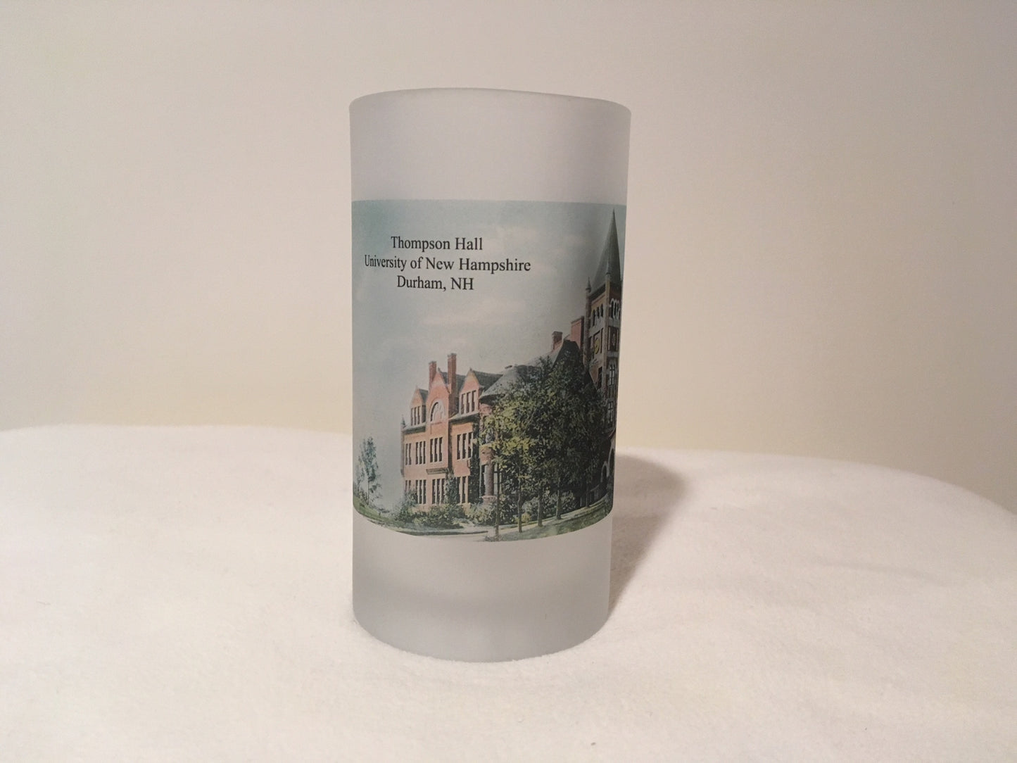 The University of New Hampshire Beer Mug Featuring Thompson Hall - That Fabled Shore Home Decor
