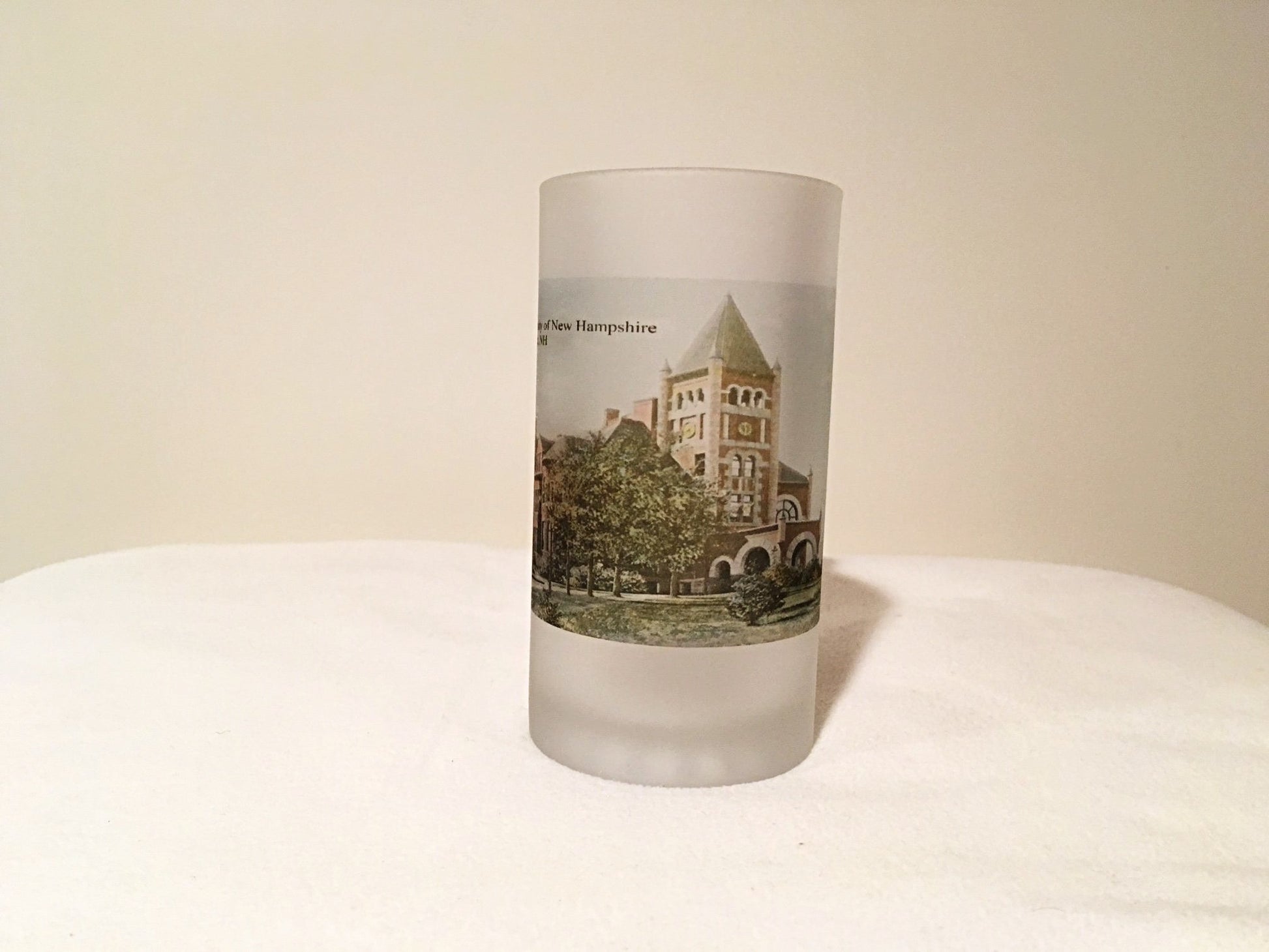 The University of New Hampshire Beer Mug Featuring Thompson Hall - That Fabled Shore Home Decor
