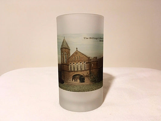 The University of Vermont Frosted Glass Beer Mug Featuring The Billings Library - That Fabled Shore Home Decor