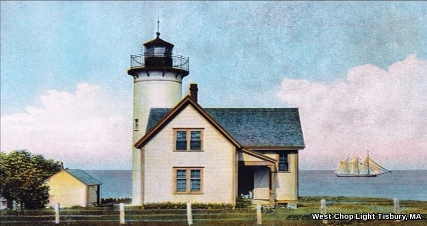 Colorful Frosted Glass Mug of West Chop Light in Tisbury, MA - That Fabled Shore Home Decor