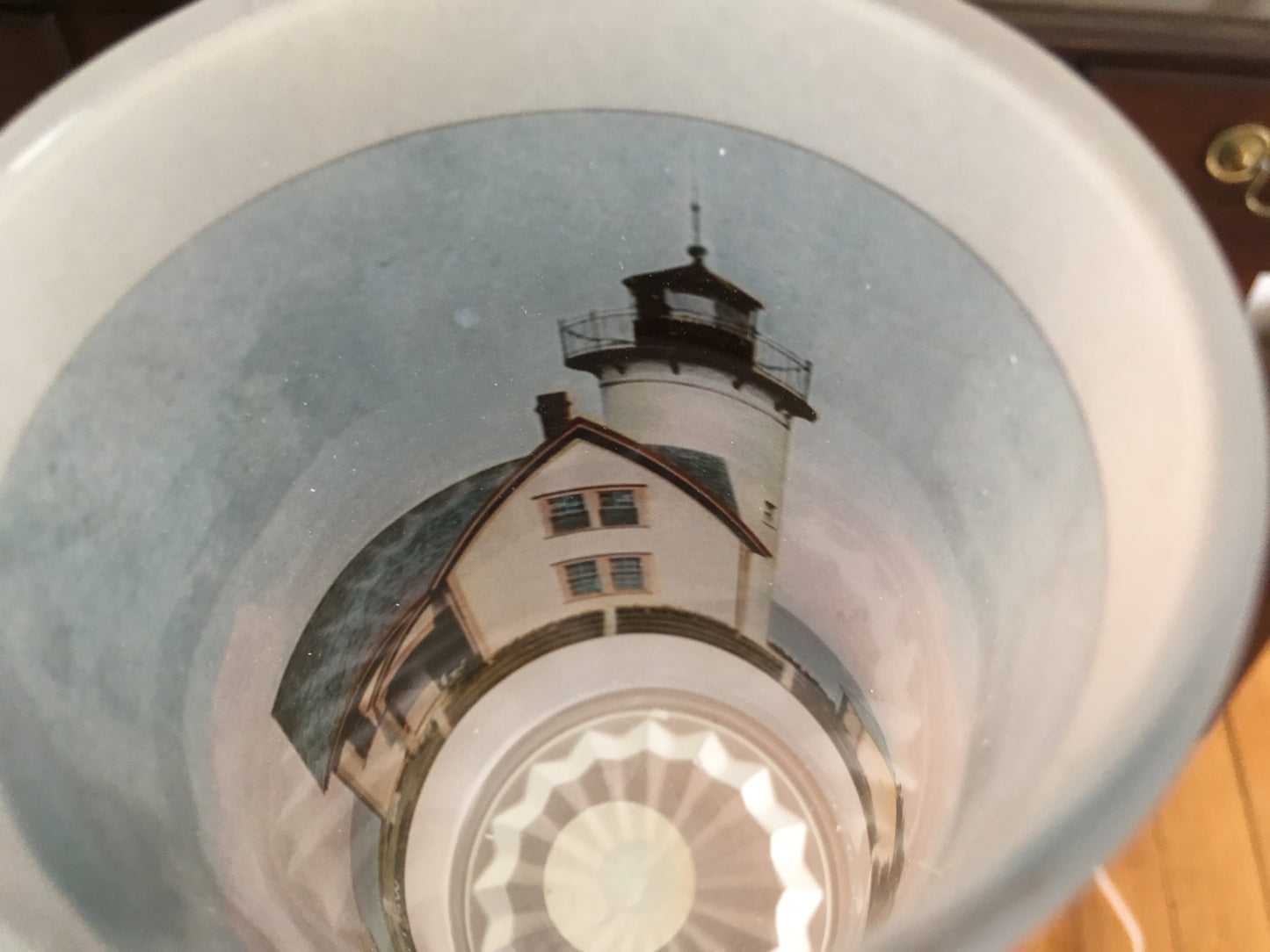 Colorful Frosted Glass Mug of West Chop Light in Tisbury, MA - That Fabled Shore Home Decor