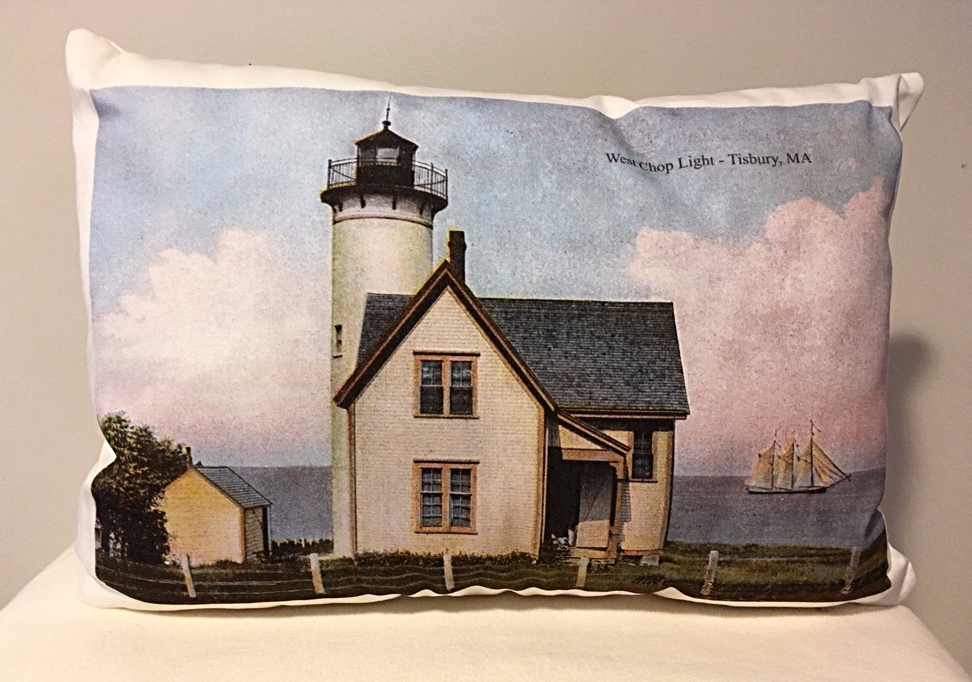 West Chop Lighthouse Day & Night Two-Sided Pillow - That Fabled Shore Home Decor